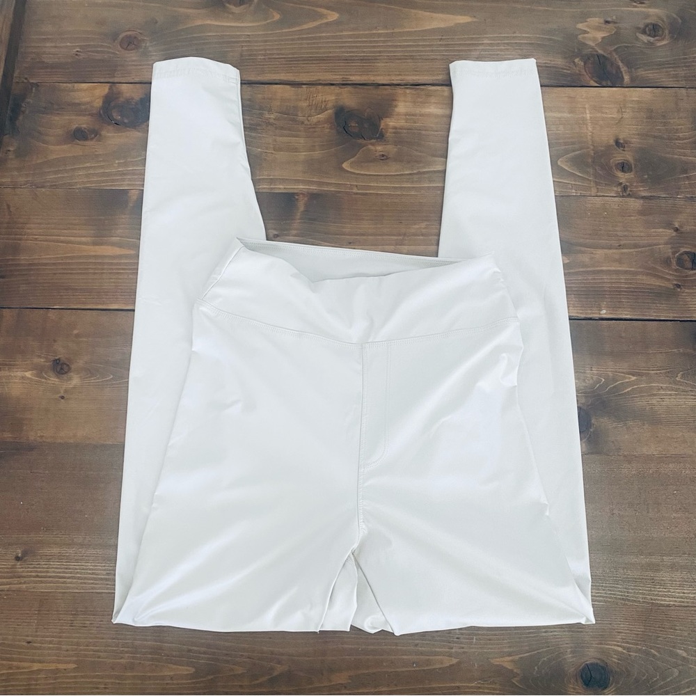 Aerie Offline Real Luxe cream faux leather leggings